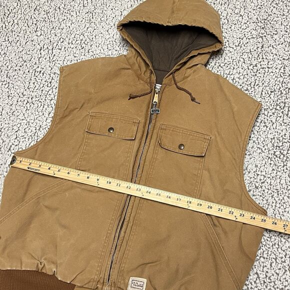 VTG Walls Outdoors Vest Mens XL Brown Duck Hooded Full-Zip Thermal Lined USA - Picture 4 of 14